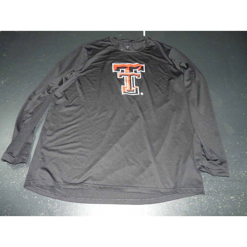 Texas Tech Red Raiders TT Logo Black Adidas Long Sleeve T-Shirt Shirt Men's XL